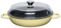 Riess Schmorpfanne NOUVELLE PUR Schmorpfanne mit Glasdeckel Gelb 28 cm, Emaille