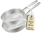 SILBERTHAL Bratpfanne 2er Set, Edelstahlpfanne Unbeschichtet Induktion, Edelstahl