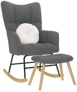 vidaXL Schaukelsessel, Schaukelstuhl mit Fu&szlig;hocker Dunkelgrau Stoff