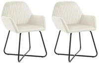 vidaXL Esszimmerstuhl Esszimmerst&uuml;hle 2 Stk. Creme Samt (2 St)