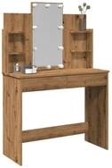 vidaXL Schreibtisch NA Schminktisch mit LED Leuchten Artisan-Eiche 96x40x142 cm