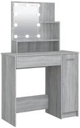 vidaXL Schminktisch, Frisiertisch mit LED Grau Sonoma 86,5x35x136 cm