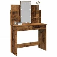 vidaXL Schminktisch, Schminktisch mit LED-Leuchten Altholz-Optik 96x40x142 cm