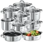 tectake Topf-Set Kochtopfset, Edelstahl (Komplettset, 15-tlg), 15-teilig, aus