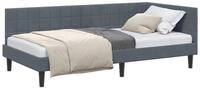 vidaXL Bett Eckbettgestell mit Kopfteil Dunkelgrau 90 cm x 190 cm Samt (1-tlg)