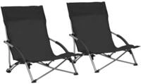 vidaXL Sitzgruppe vidaXL Klappst&uuml;hle, 2 St&uuml;ck, schwarzer Stoff