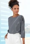 Elbsand 3/4-Arm-Shirt Veera mit Logoprint und &uuml;berschnittenen Schultern,...