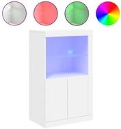 vidaXL Sideboard NA Beistellschrank mit LED Leuchten Wei&szlig; Spanplatte Glas...