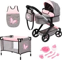 Bayer Kombi-Puppenwagen Xeo Mega, grau/rosa, (Set)