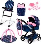 Bayer Kombi-Puppenwagen Xeo Deluxe, blau/rosa, (Set)