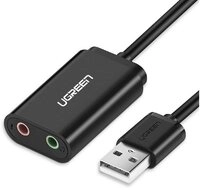 UGREEN externe Soundkarte Musikadapter USB - 3,5 mm Klinke 15cm Audio Adapter