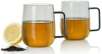 AdHoc Becher Set aus zwei gro&szlig;en Tassen mit Griff Yuna, 2-tlg., Borosilikatglas,