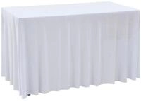 vidaXL Hussen-Set 2 St&uuml;ck Stretch-Tischdecken mit Rand Wei&szlig; 120 x 60,5 x 74 cm