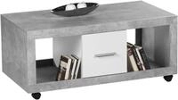 Stolkom Sp.z.o.o. Couchtisch Stone rollbar mit Schubk&auml;sten, Beton wei&szlig;, BxHxT