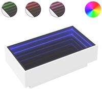 vidaXL Couchtisch, LED-Couchtisch Wei&szlig; 90x50x30 cm Holzwerkstoff