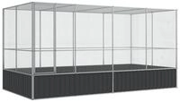 vidaXL Voliere 418 x 207 x 212 cm Voliere mit Erweiterung Silbern 418x207x212 cm Stah