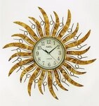AMS Wanduhr W9639 (Quarzuhr, Metall, Sonne, Wohnzimmer, Esszimmer, K&uuml;che,