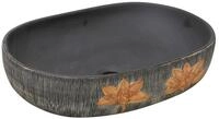 vidaXL Aufsatzwaschbecken, Waschbecken Grau und Schwarz Oval 59x40x14 cm Keramik