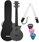 Cascha Ukulele HH2258E Kohlefaser Ukulele Set mit Tonabnehmer schwarz, Set,...
