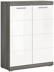 xonox.home Schuhschrank Wei&szlig; Hochglanz Rauchsilber Melamin Modern 90x120x37 cm