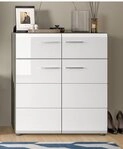 xonox.home Schuhschrank Schuhschrank, Kommode Salsa, wei&szlig; Hochglanz / rauchsilber 80