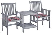 vidaXL Gartenlounge-Set Gartenst&uuml;hle mit Teetisch und Kissen Massivholz,...