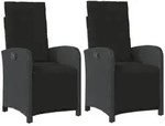 vidaXL Gartensessel, Outdoor Sessel mit Fu&szlig;teil 2 Stk. Verstellbar Schwarz Poly
