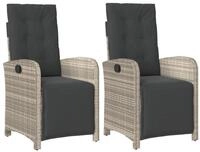 vidaXL Gartensessel, Outdoor Sessel mit Fu&szlig;teil 2Stk. Verstellbar Hellgrau Poly