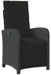 vidaXL Gartensessel, Outdoor Sessel mit Fu&szlig;teil Verstellbar Schwarz Poly Rattan