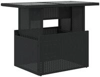 vidaXL Gartentisch NA Gartentisch mit Glasplatte Schwarz 100x55x73 cm Polyrattan