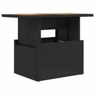 vidaXL Gartentisch Gartentisch Schwarz 100x55x73 cm Poly Rattan und nholz (1-St)