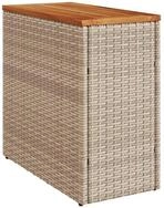 vidaXL Gartentisch Garten-Beistelltisch Holzplatte Beige 58x27,5x55 cm Poly Rattan