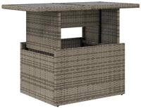 vidaXL Gartentisch Gartentisch mit Glasplatte Grau 100x55x73 cm Poly Rattan (1-St)