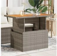 vidaXL Gartentisch, Gartentisch Grau 100x55x73 cm Poly Rattan und Akazienholz