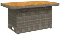 vidaXL Gartentisch, Outdoor Tisch Grau 90x55x71 cm Poly Rattan und Akazienholz