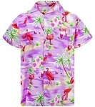 King Kameha Hawaiihemd Flamingos Funky Hawaii-Hemd Herren Kurzarm Front-Tasche