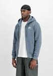 Kapuzensweatjacke ALPHA INDUSTRIES "Basic Zip Hoody SL", Herren, Gr. S, blau (denim