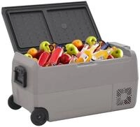 vidaXL Trolley-K&uuml;hlbox, K&uuml;hlbox mit Rollen und Adapter Schwarz & Grau 50 L PP...