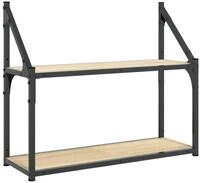 vidaXL Regal 2-st&ouml;ckiges Wandregal Sonoma-Eiche 60 x 21 x 51 cm Holzwerkstoff,