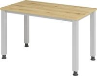 HAMMERBACHER Schreibtisch Schreibtisch 4-Fu&szlig;-rund 120x67cm Asteiche/Silber