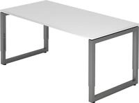 HAMMERBACHER Schreibtisch Schreibtisch O-Fu&szlig; eckig 160x80cm Wei&szlig;/Graphit