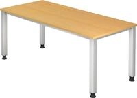 HAMMERBACHER Schreibtisch Schreibtisch 4-Fu&szlig; eckig 180x80cm Buche/Silber