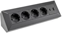 ChiliTec Aufputz-Steckdose 4-fach Steckdosenblock + USB-A/C schwarz 250V~/16A