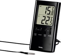 Hama LCD-Thermometer "T-350", Schwarz Mit Au&szlig;enf&uuml;hler Wetterstation