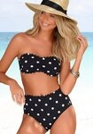 LASCANA Bandeau-Bikini-Top Jada, mit Muschelkante und P&uuml;nktchendruck