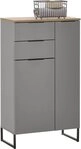 BEGA BBK Badkommode 2 T&uuml;ren/Sch&uuml;be, grau matt / evoke eiche - 60x106x32...