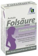 Avitale GmbH FOLS&Auml;URE 800 Plus B12+Jod Tabletten Tabletten, 120 St.