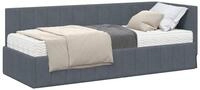 vidaXL Bett Eckbettgestell mit Matratze mit Kopfteil 2 pcs Grau Samt (2-tlg)