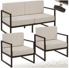 tectake Essgruppe Garten-Loungeset, (Set., 3-tlg), Pulverbeschichtete Stahlgestelle