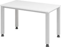 HAMMERBACHER Schreibtisch Schreibtisch 4-Fu&szlig;-rund 120x67cm Wei&szlig;/Silber